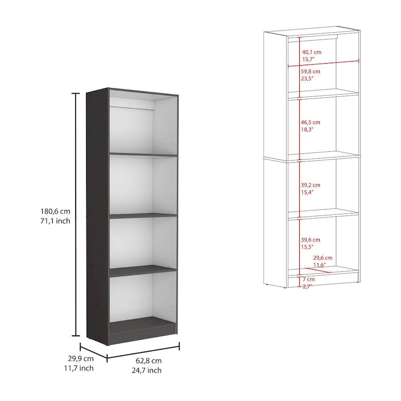 Lot de 3 bibliothèques 188 cm de large, 4 étagères, double armoire