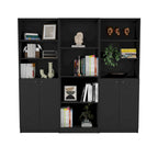 Lot de 3 bibliothèques 188 cm de large, 4 étagères, double armoire