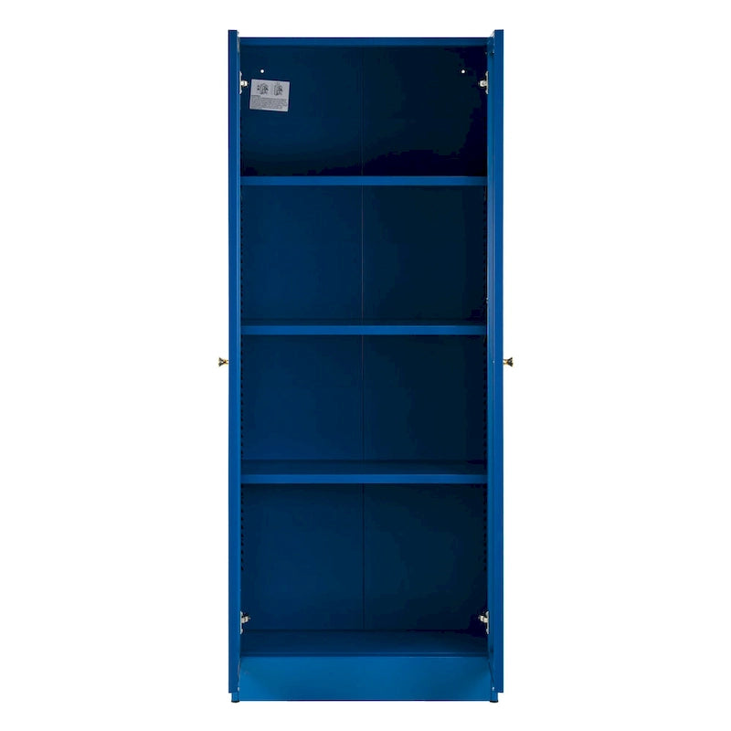 Meuble métallique bleu de 59 pouces avec portes à la française