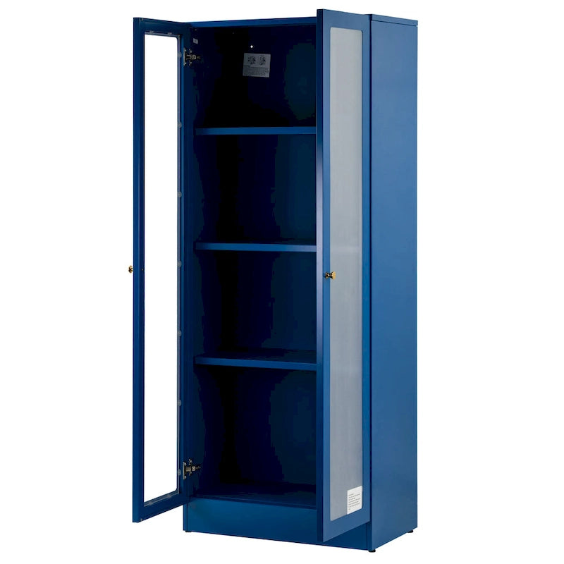 Meuble métallique bleu de 59 pouces avec portes à la française