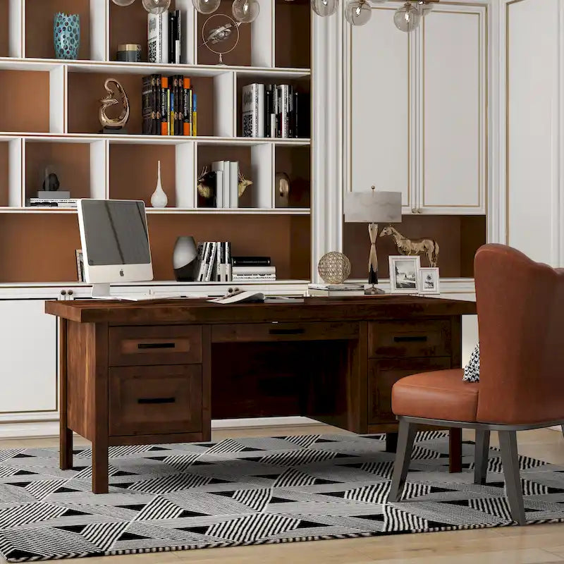 Bureau de direction Bridgevine Home Sausalito 71 pouces, aucun assemblage requis, finition Whiskey