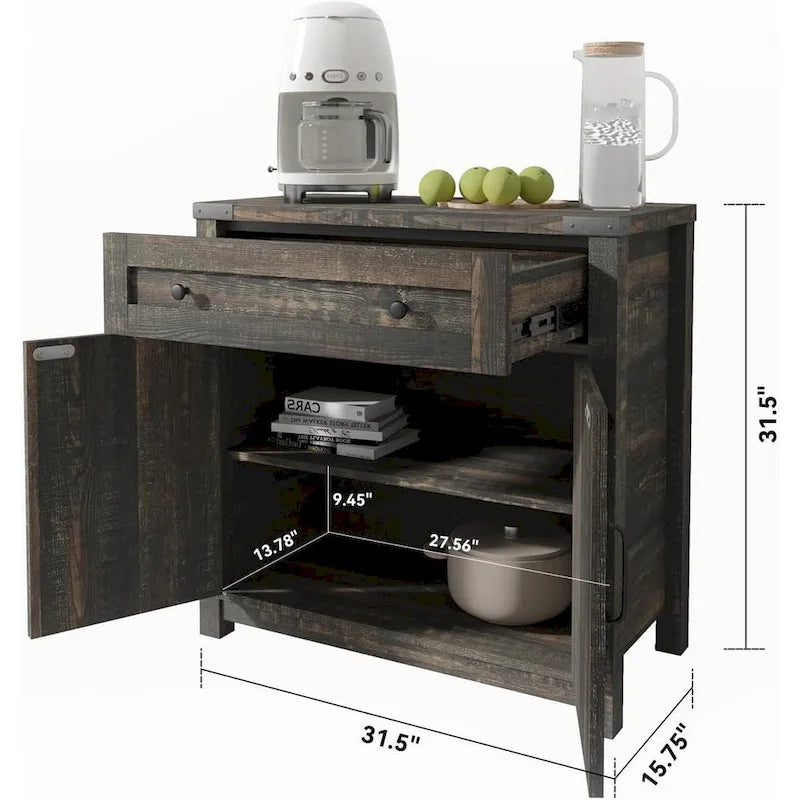 Meuble bas de ferme avec tiroirs et portes 80 cm - 39,5 P x 80 L x 80 H