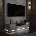 Meuble TV Famapy blanc à 2 tiroirs avec lumières LED, table console