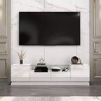 Meuble TV Famapy blanc à 2 tiroirs avec lumières LED, table console