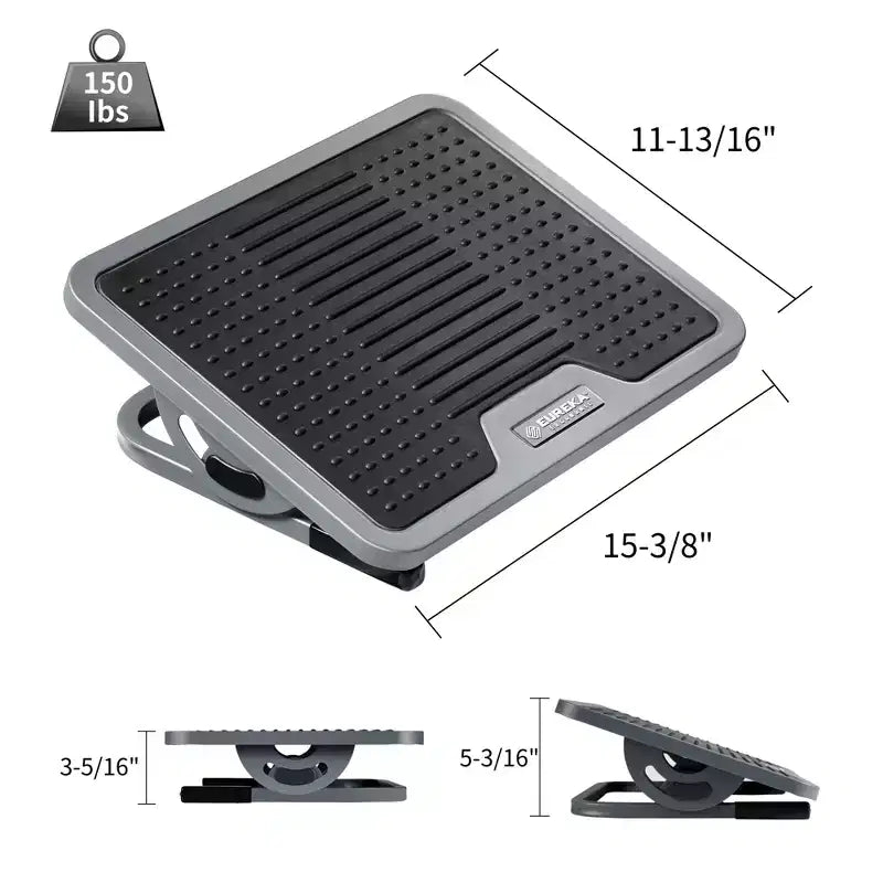 Repose-pieds ergonomique réglable EUREKA ERGONOMIC, 15,35 l x 11,81 P x 3,35 H, Noir