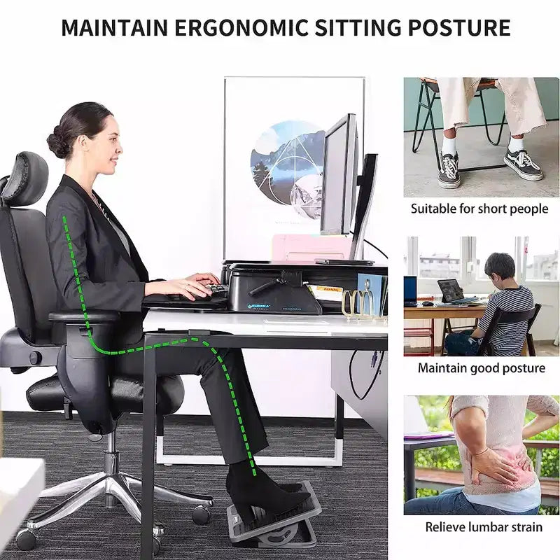 Repose-pieds ergonomique réglable EUREKA ERGONOMIC, 15,35 l x 11,81 P x 3,35 H, Noir