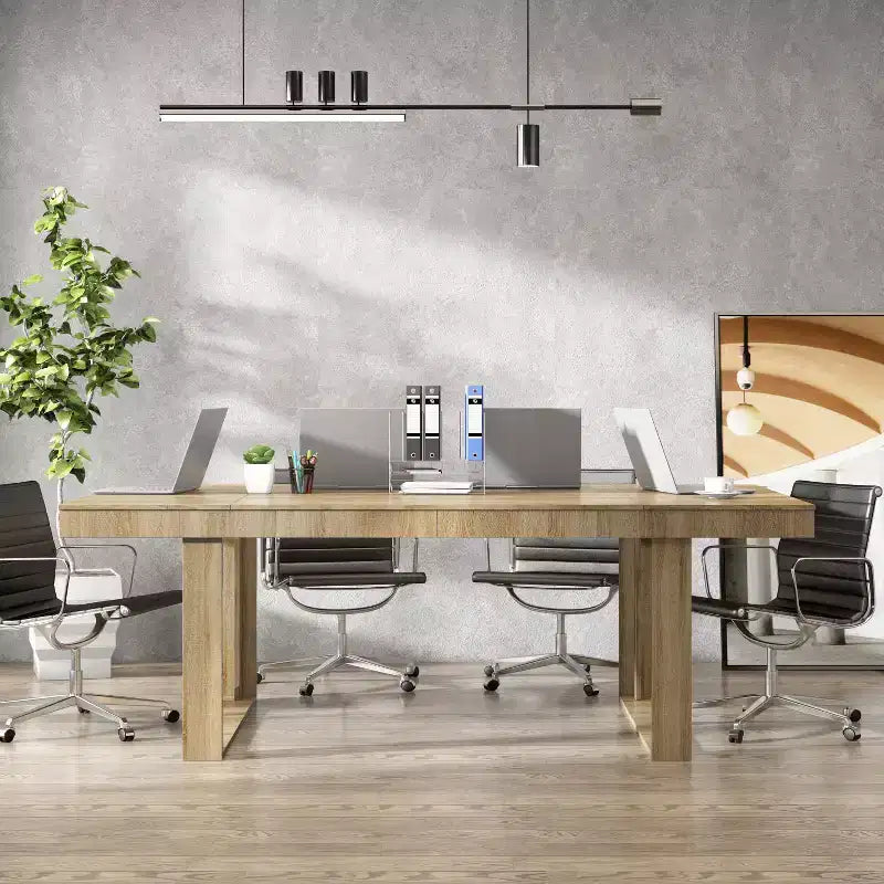 Table de réunion de bureau Famapy en bois moderne