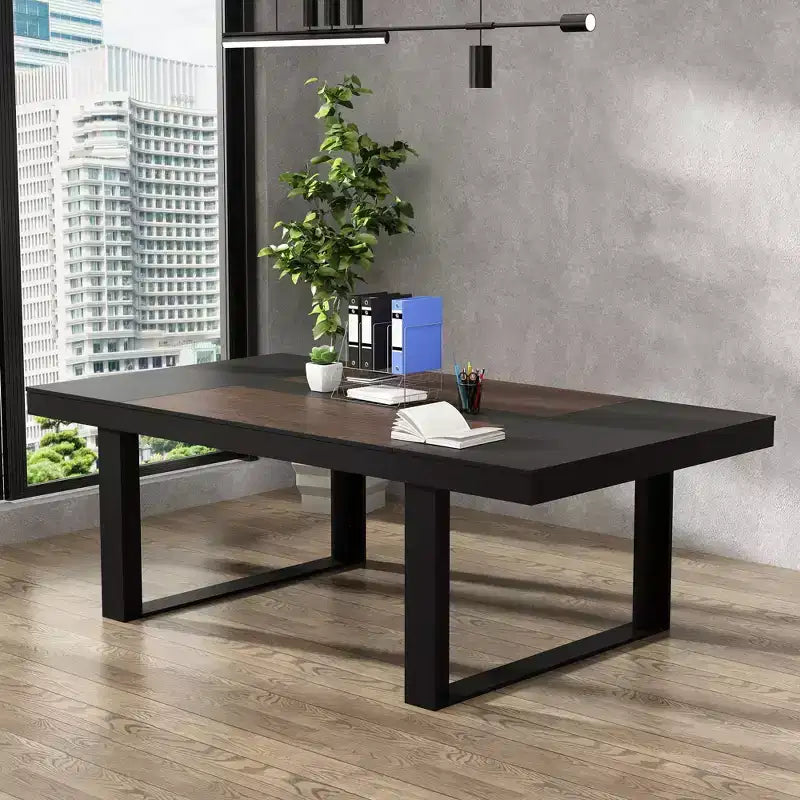 Table de réunion de bureau Famapy en bois moderne