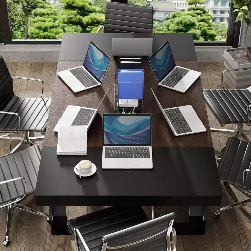 Table de réunion de bureau Famapy en bois moderne