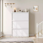Meuble à chaussures avec 3 tiroirs basculants, rangement à chaussures pour entrée, armoire à chaussures en bois, meuble à chaussures dissimulé pour couloir, salon, blanc rustique