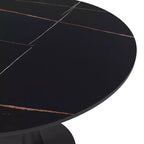 Table à manger ronde LeisureMod Bristol 31" avec plateau en pierre frittée, piédestal en acier noir, table d'appoint pour cuisine et petits espaces