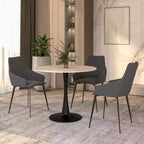Table à manger ronde LeisureMod Bristol 31" avec plateau en pierre frittée, piédestal en acier noir, table d'appoint pour cuisine et petits espaces