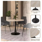 Table à manger ronde LeisureMod Bristol 31" avec plateau en pierre frittée, piédestal en acier noir, table d'appoint pour cuisine et petits espaces