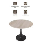 Table à manger ronde LeisureMod Bristol 31" avec plateau en pierre frittée, piédestal en acier noir, table d'appoint pour cuisine et petits espaces