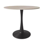 Table à manger ronde LeisureMod Bristol 31" avec plateau en pierre frittée, piédestal en acier noir, table d'appoint pour cuisine et petits espaces