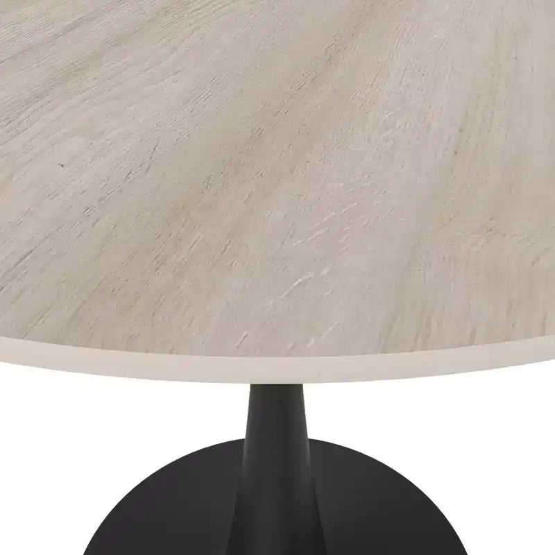 Table à manger ronde LeisureMod Bristol 31" avec plateau en pierre frittée, piédestal en acier noir, table d'appoint pour cuisine et petits espaces