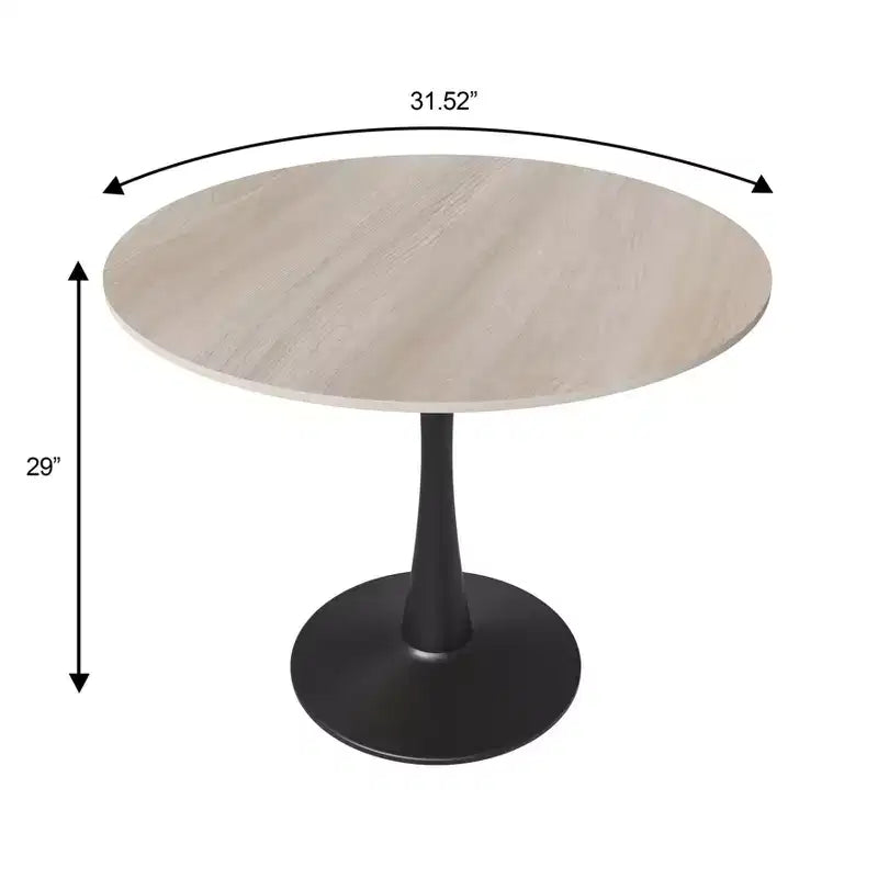 Table à manger ronde LeisureMod Bristol 31" avec plateau en pierre frittée, piédestal en acier noir, table d'appoint pour cuisine et petits espaces