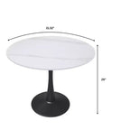 Table à manger ronde LeisureMod Bristol 31" avec plateau en pierre frittée, piédestal en acier noir, table d'appoint pour cuisine et petits espaces