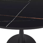 Table à manger ronde LeisureMod Bristol 31" avec plateau en pierre frittée, piédestal en acier noir, table d'appoint pour cuisine et petits espaces