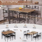 Ensembles table et chaises de salle à manger/cuisine en bois VECELO avec coussins en PU pour petit espace, marron rétro