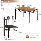 Ensembles table et chaises de salle à manger/cuisine en bois VECELO avec coussins en PU pour petit espace, marron rétro