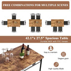 Ensembles table et chaises de salle à manger/cuisine en bois VECELO avec coussins en PU pour petit espace, marron rétro