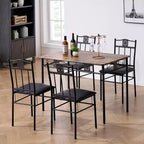 Ensembles table et chaises de salle à manger/cuisine en bois VECELO avec coussins en PU pour petit espace, marron rétro