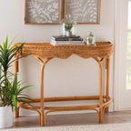 bali & pari Wakana Modern Bohemian Natural Brown Rattan Console Table