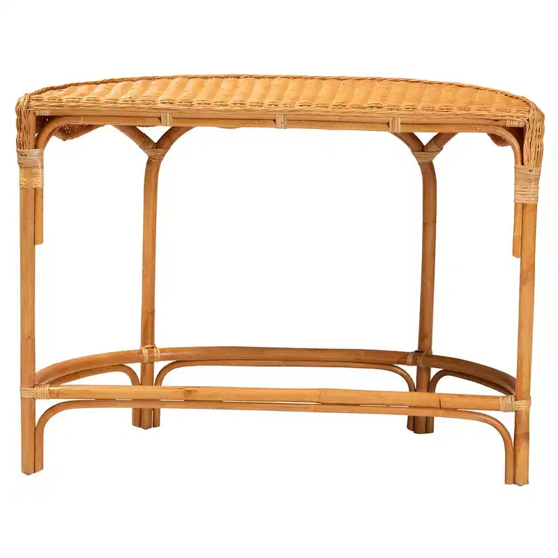 Table console en rotin marron naturel bali & pari Wakana Modern Bohemian