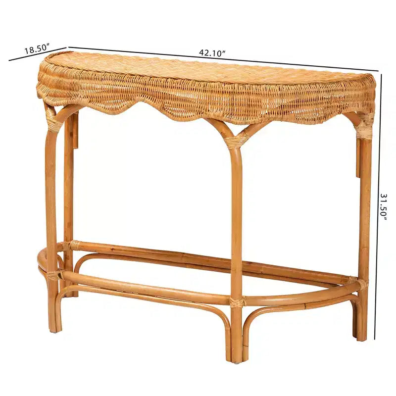 Table console en rotin marron naturel bali & pari Wakana Modern Bohemian