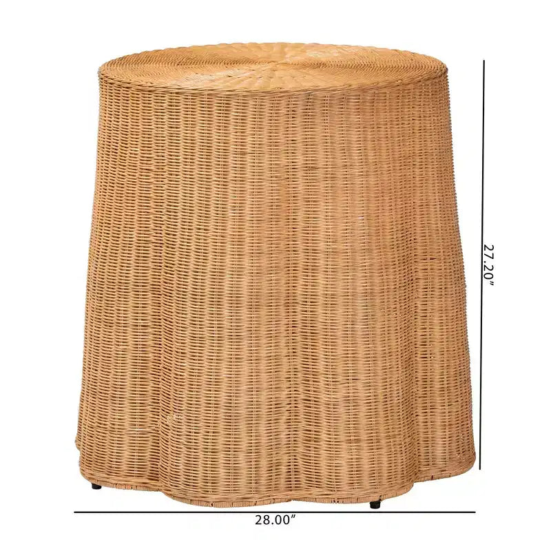 Table d'appoint en rotin festonné Bali & Pari Palm Bohemian Honey