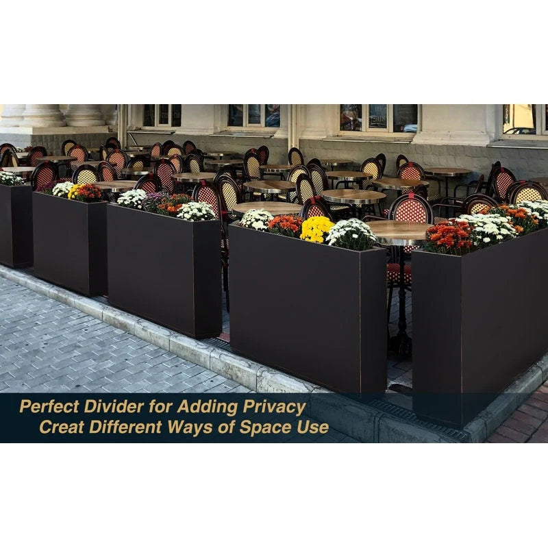 Jardinière métallique robuste pour plantes d'extérieur, 38 po L x 10 po l x 30 po H, jardinière-diviseur en métal, longue et haute - 38x30x10