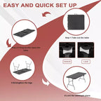 Table pliante portable de 1,5 m en plastique HDPE, pour intérieur et extérieur, se plie en deux, noire, 6 places, avec poignée de transport