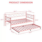Lit de repos double en métal Whizmax avec lit gigogne, lit gigogne peu encombrant pour salon, chambre à coucher et chambre d'amis