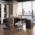 Famapy Hauteur - Bureau d'ordinateur réglable Bureau d'ordinateur Bureau debout: Bureau spacieux en forme de L, Armoires de rangement