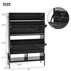 Meuble à chaussures Garvee, 2 tiroirs à abattant et tiroir supérieur, meuble à chaussures pour entrée, meuble à chaussures autoportant avec pieds en métal, Noir