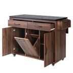 Îlot de cuisine avec meuble de rangement pour poubelle, Chariot de cuisine roulant avec abattant, Îlot de cuisine mobile sur roulettes pour salle à manger et cuisine