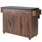 Îlot de cuisine avec meuble de rangement pour poubelle, Chariot de cuisine roulant avec abattant, Îlot de cuisine mobile sur roulettes pour salle à manger et cuisine