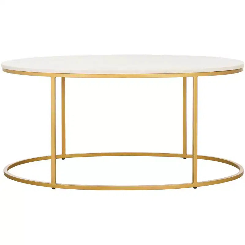 Tage Marble Coffee Table - White Marble/Gold - Safavieh