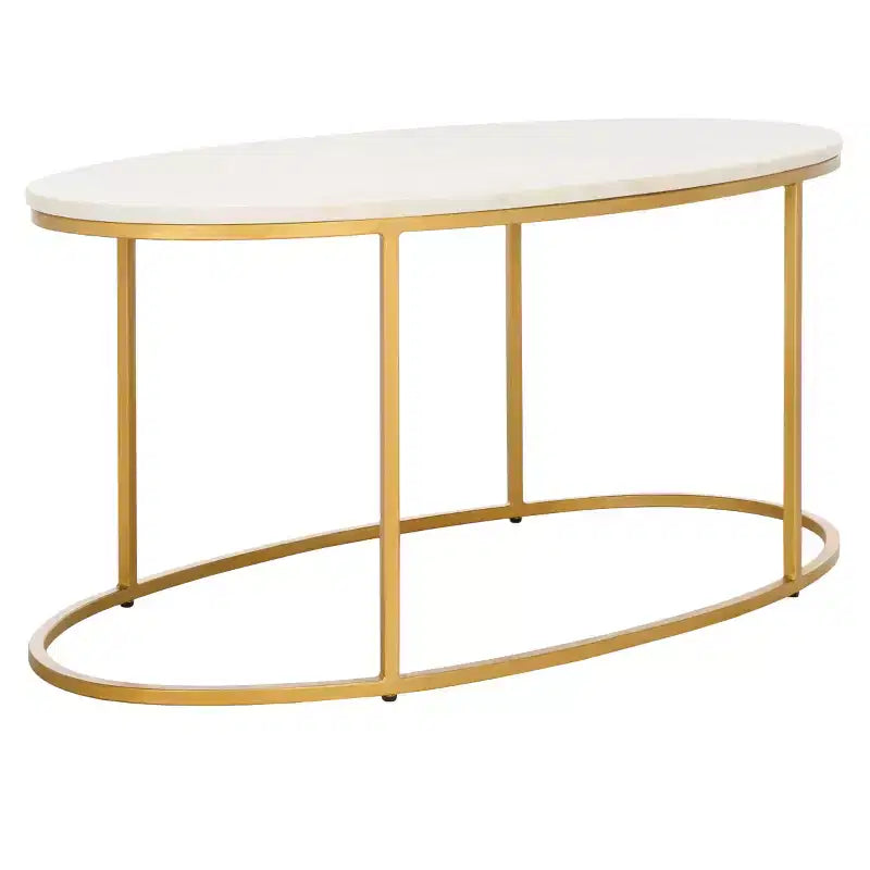 Table basse Tage en marbre - Marbre blanc/Doré - Safavieh