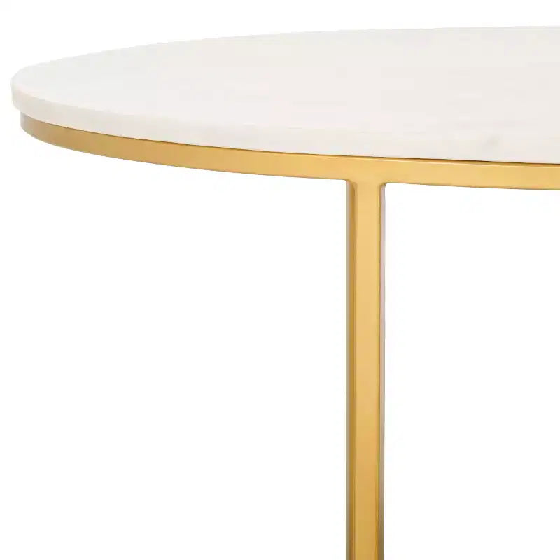 Table basse Tage en marbre - Marbre blanc/Doré - Safavieh