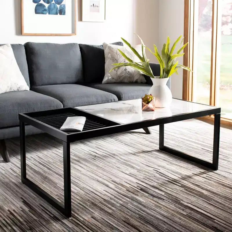 Table basse Zuri - COF6200A - Blanc/Noir - Safavieh