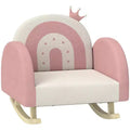 Qaba Kids Rocking Chair, Princess Crown Toddler Chair, Children's Armchair Rocker w/ Rainbow Backrest for Bedroom Playroom, Pink