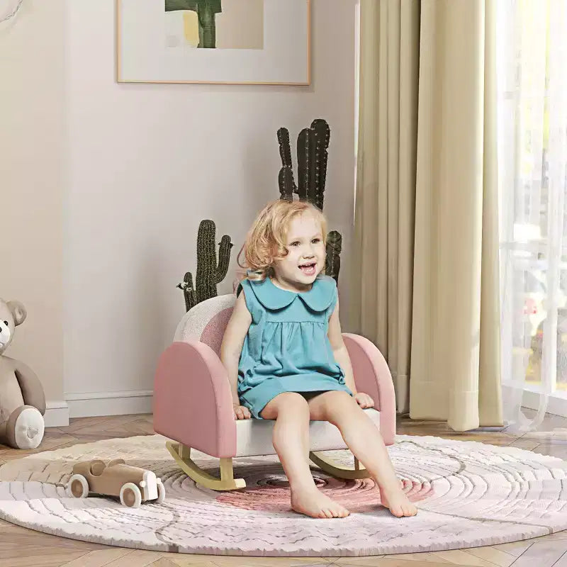 Fauteuil à bascule pour enfants Qaba, fauteuil pour tout-petits Princesse Couronne, fauteuil à bascule pour enfants avec dossier Arc-en-ciel pour chambre à coucher, salle de jeux, rose