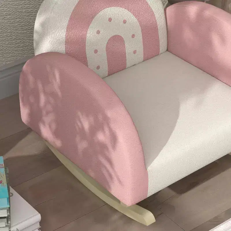 Fauteuil à bascule pour enfants Qaba, fauteuil pour tout-petits Princesse Couronne, fauteuil à bascule pour enfants avec dossier Arc-en-ciel pour chambre à coucher, salle de jeux, rose