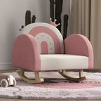 Fauteuil à bascule pour enfants Qaba, fauteuil pour tout-petits Princesse Couronne, fauteuil à bascule pour enfants avec dossier Arc-en-ciel pour chambre à coucher, salle de jeux, rose