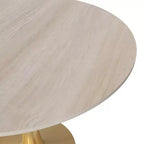 LeisureMod Bristol Table à manger ronde 35" – Plateau en pierre frittée et base robuste en acier doré pour cuisine et petits espaces