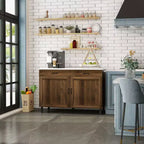 Îlot de cuisine Famapy marron 2 portes avec 2 tiroirs