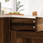 Îlot de cuisine Famapy marron 2 portes avec 2 tiroirs