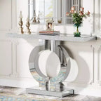 Console moderne Lantine 43 avec base en O et miroir